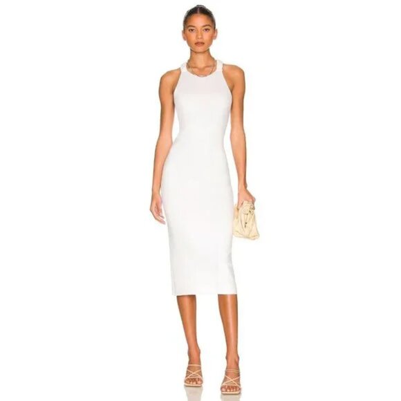 525 Open Back Midi Dress in Bleach White - Picture 1 of 7